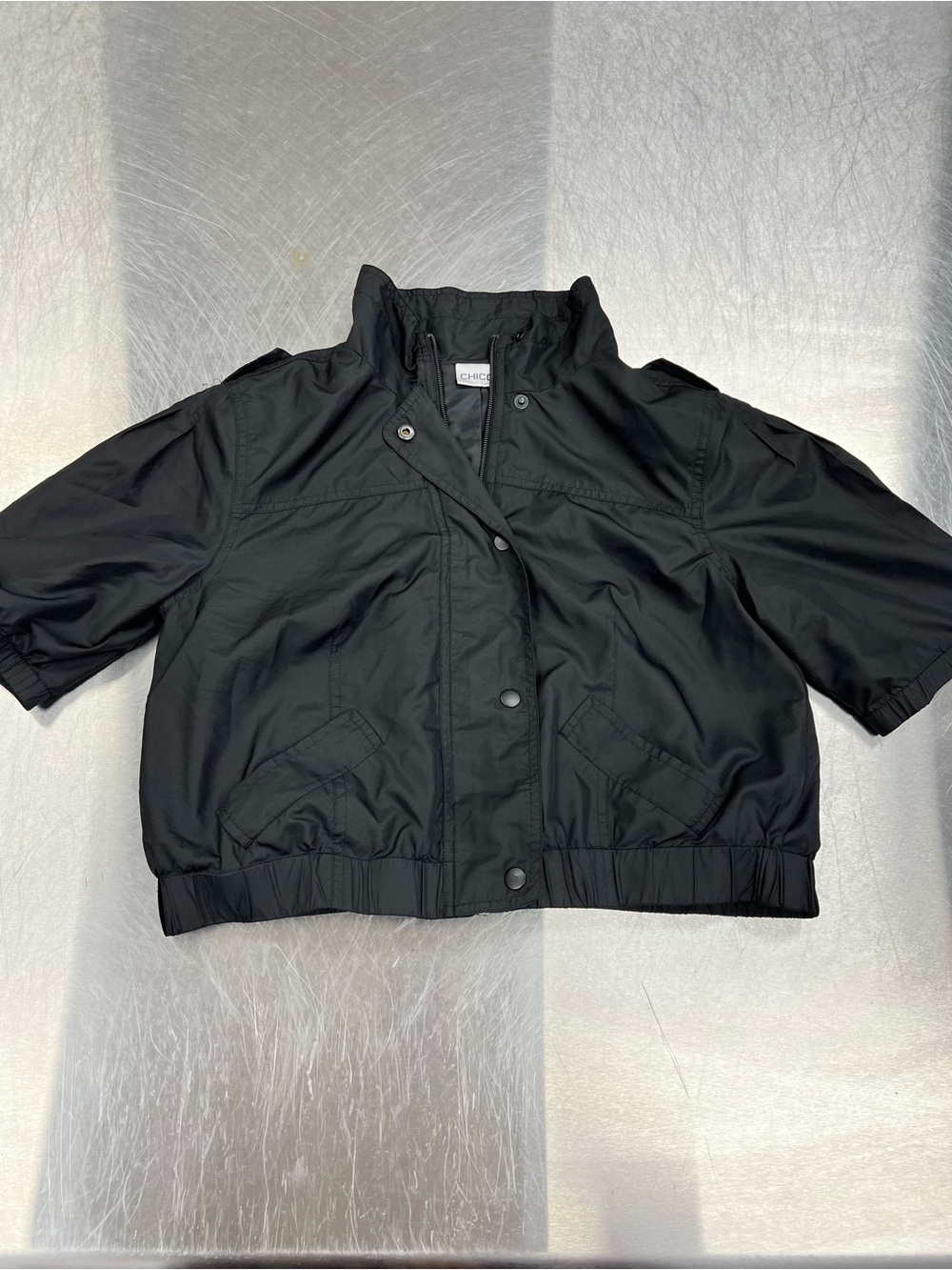 CHICO'S Black Short Sleeve Lightweight Jacket Women’s 1 or Small
